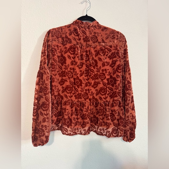 Anthropologie Velvet Tie Neck Blouse - Picture 9 of 9